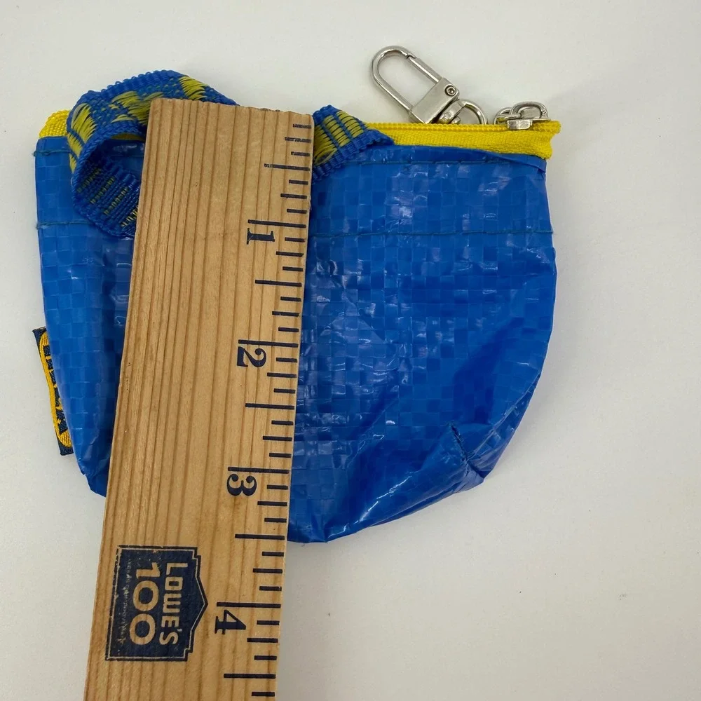 IKEA Small Blue Bag Keychain Mini Pouch‎ Coin Purse Zippered Accessory